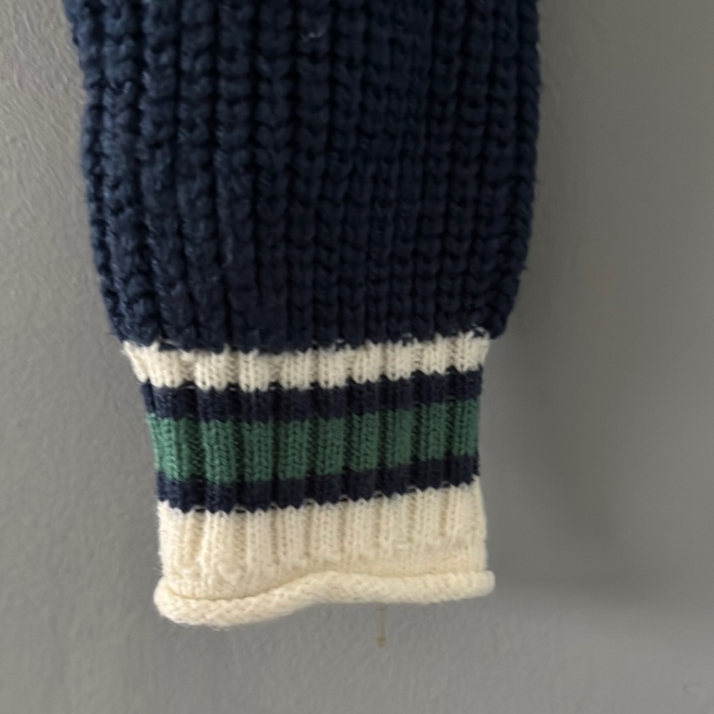 SO Blue V-Neck Sweater with‎ Collegiate Style - Picture 3 of 5